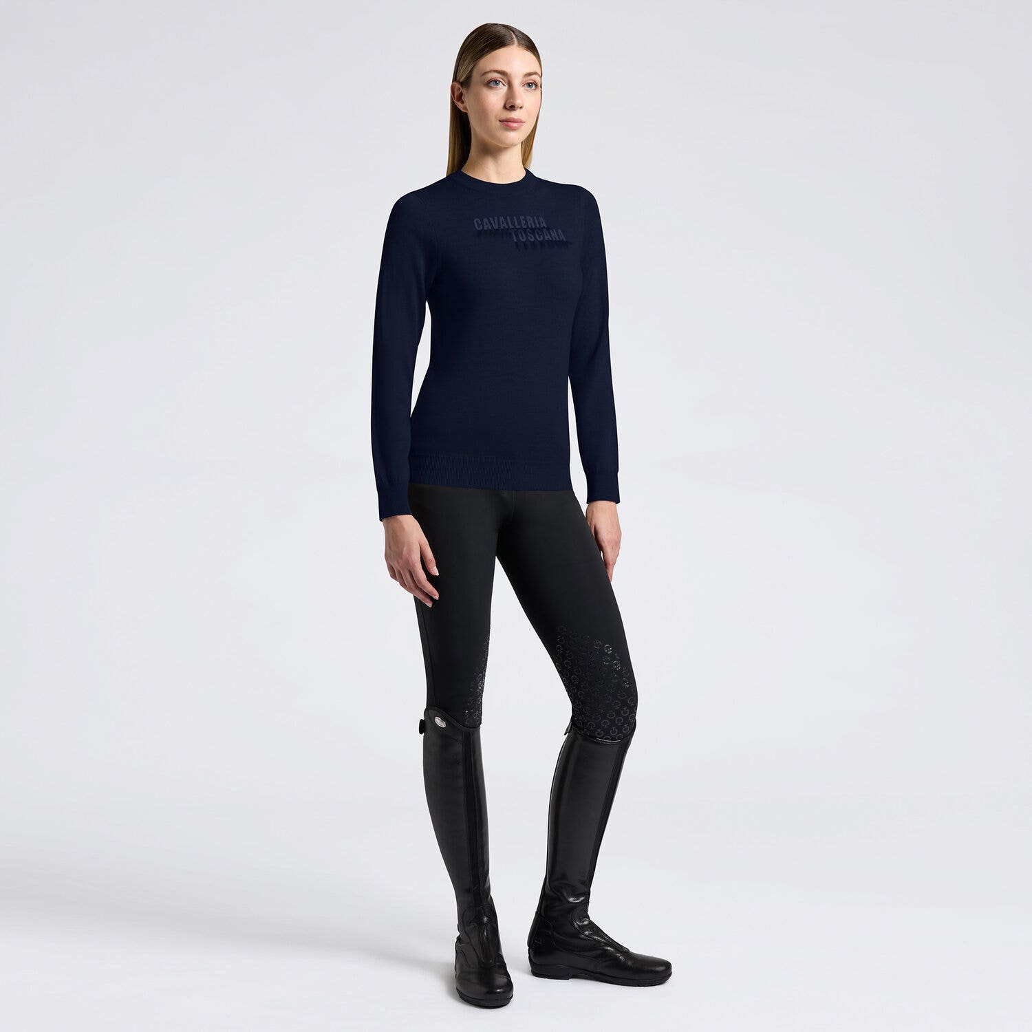 Cavalleria Toscana Cavalleria Toscana Women's Sweater in Knitted Wool NAVY-1