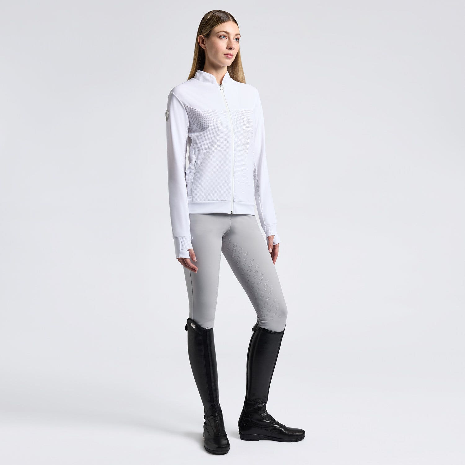 Cavalleria Toscana Cavalleria Toscana Women's Technical Crew Neck Sweatshirt with Zip WHITE-1