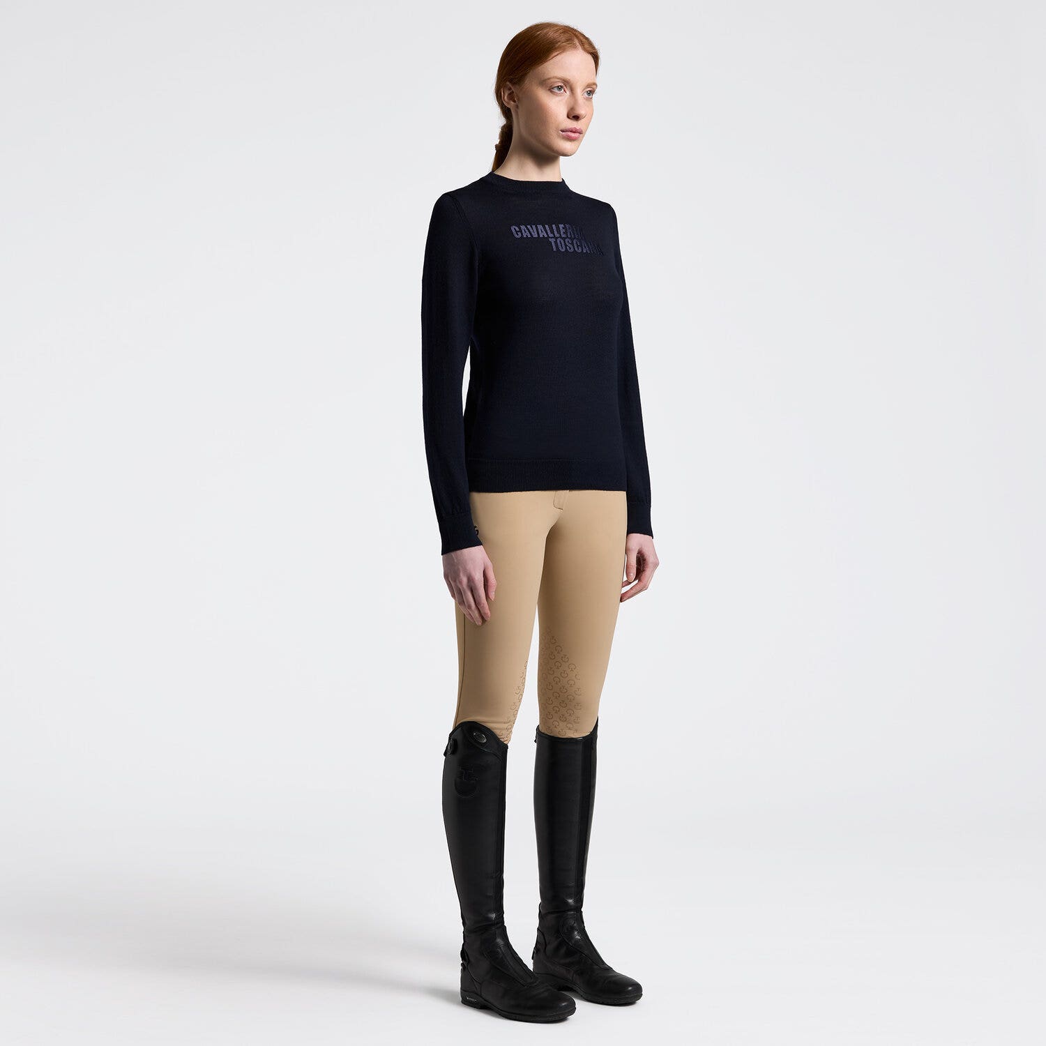 Cavalleria Toscana Cavalleria Toscana Women's Sweater in Knitted Wool NAVY-1