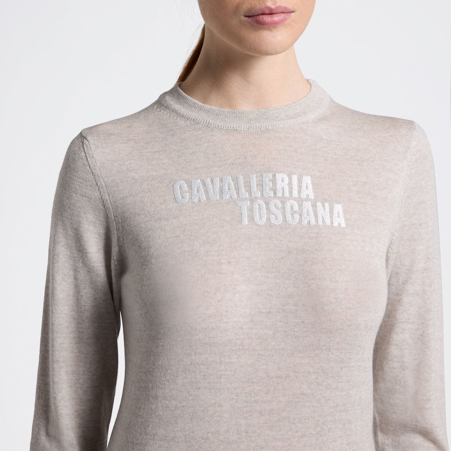 Cavalleria Toscana Cavalleria Toscana Women's Sweater in Knitted Wool STONE GREY-3