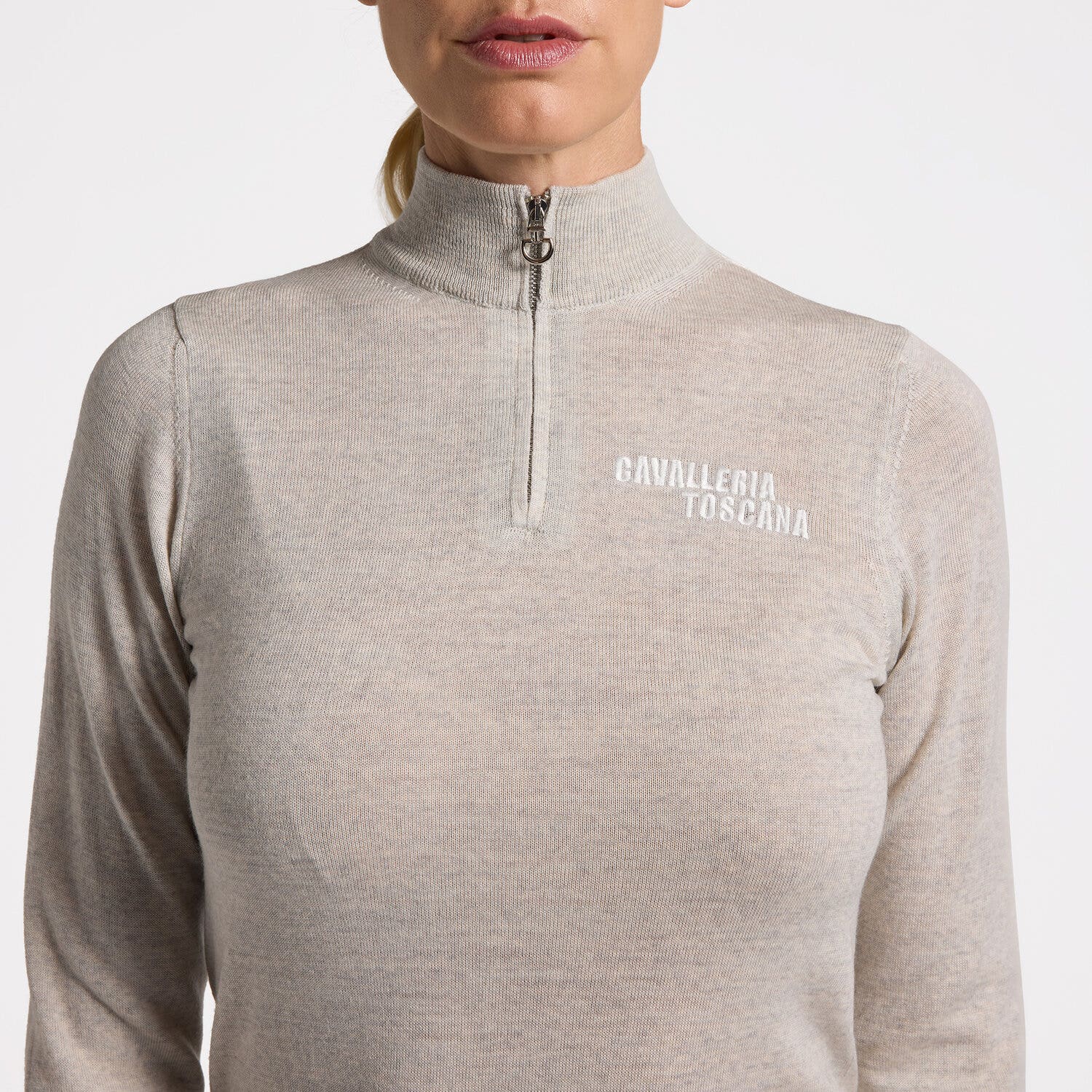 Cavalleria Toscana Cavalleria Toscana Women's Sweater in Knitted Light Wool STONE GREY-3