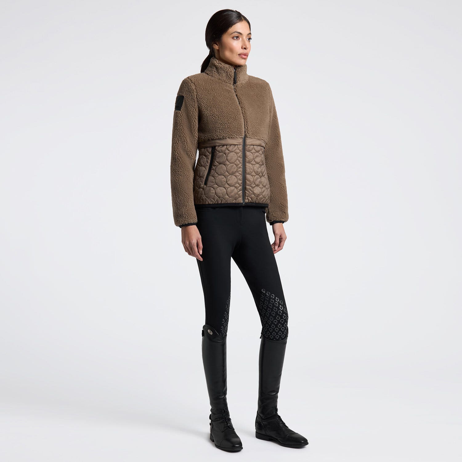 Cavalleria Toscana Cavalleria Toscana Women's Fleece and Nylon Zip Jacket WALNUT-1