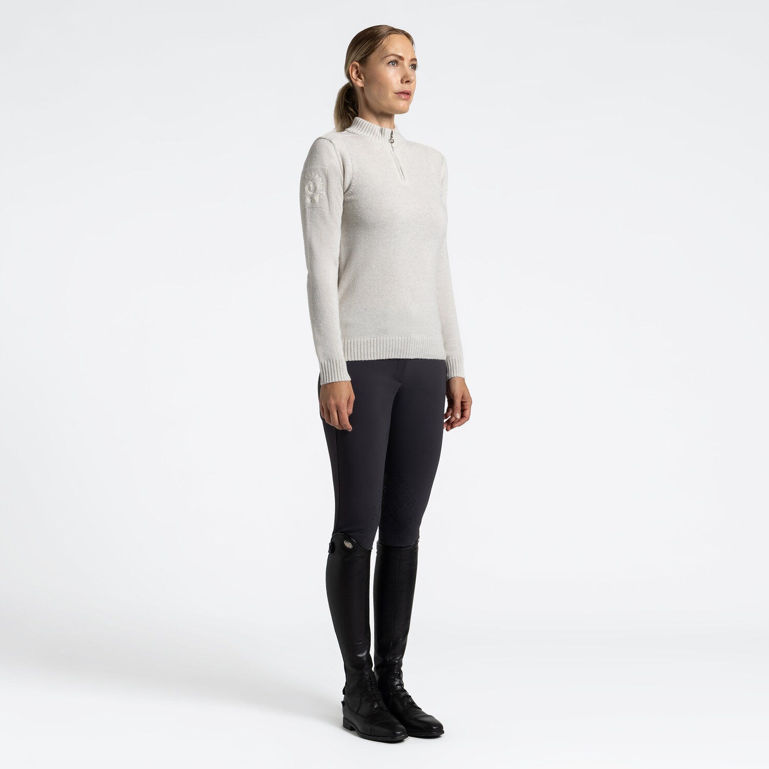 Cavalleria Toscana Women’s Virgin Wool Turtleneck Sweater with Half Zip