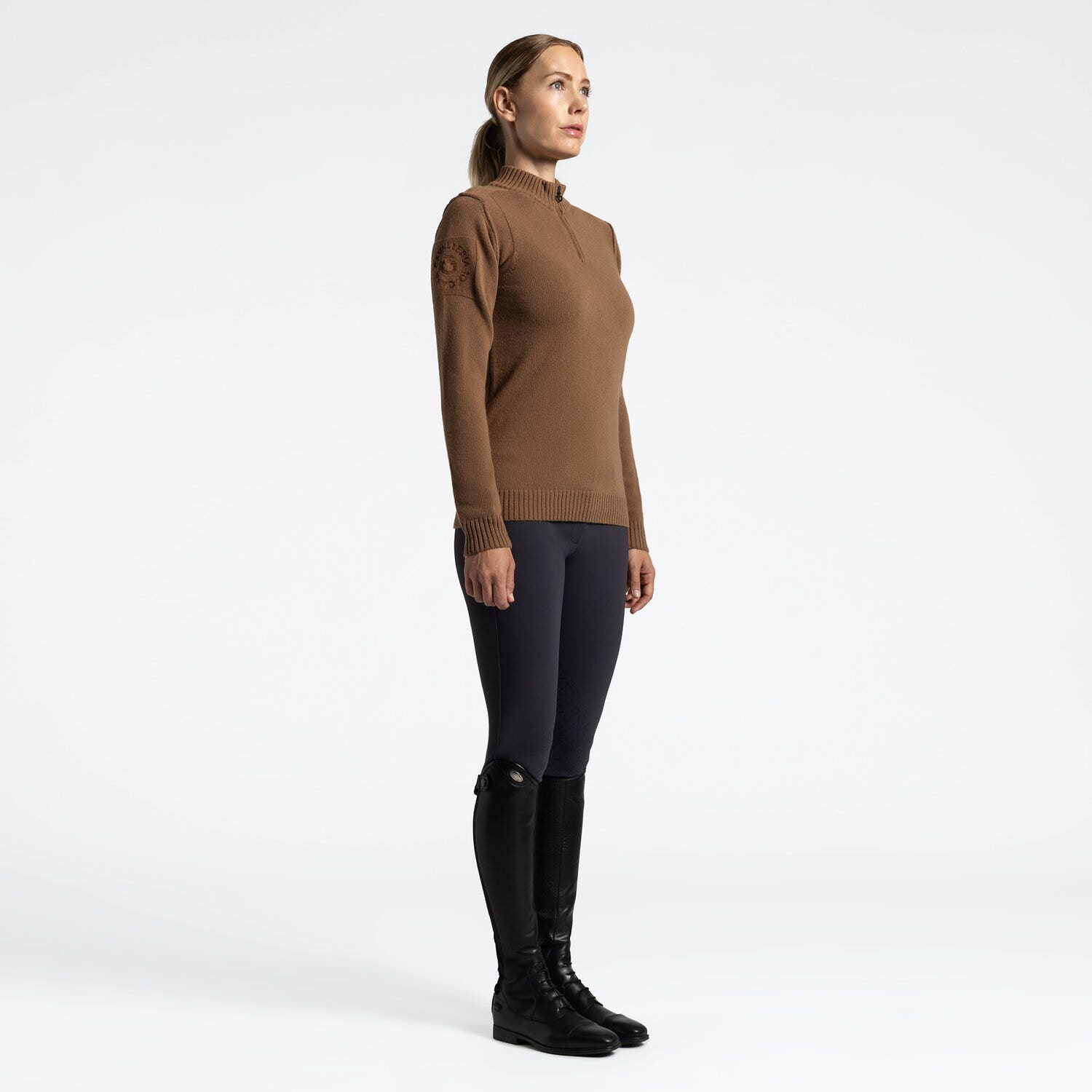 Cavalleria Toscana Cavalleria Toscana Women’s Virgin Wool Turtleneck Sweater with Half Zip CAMEL-1
