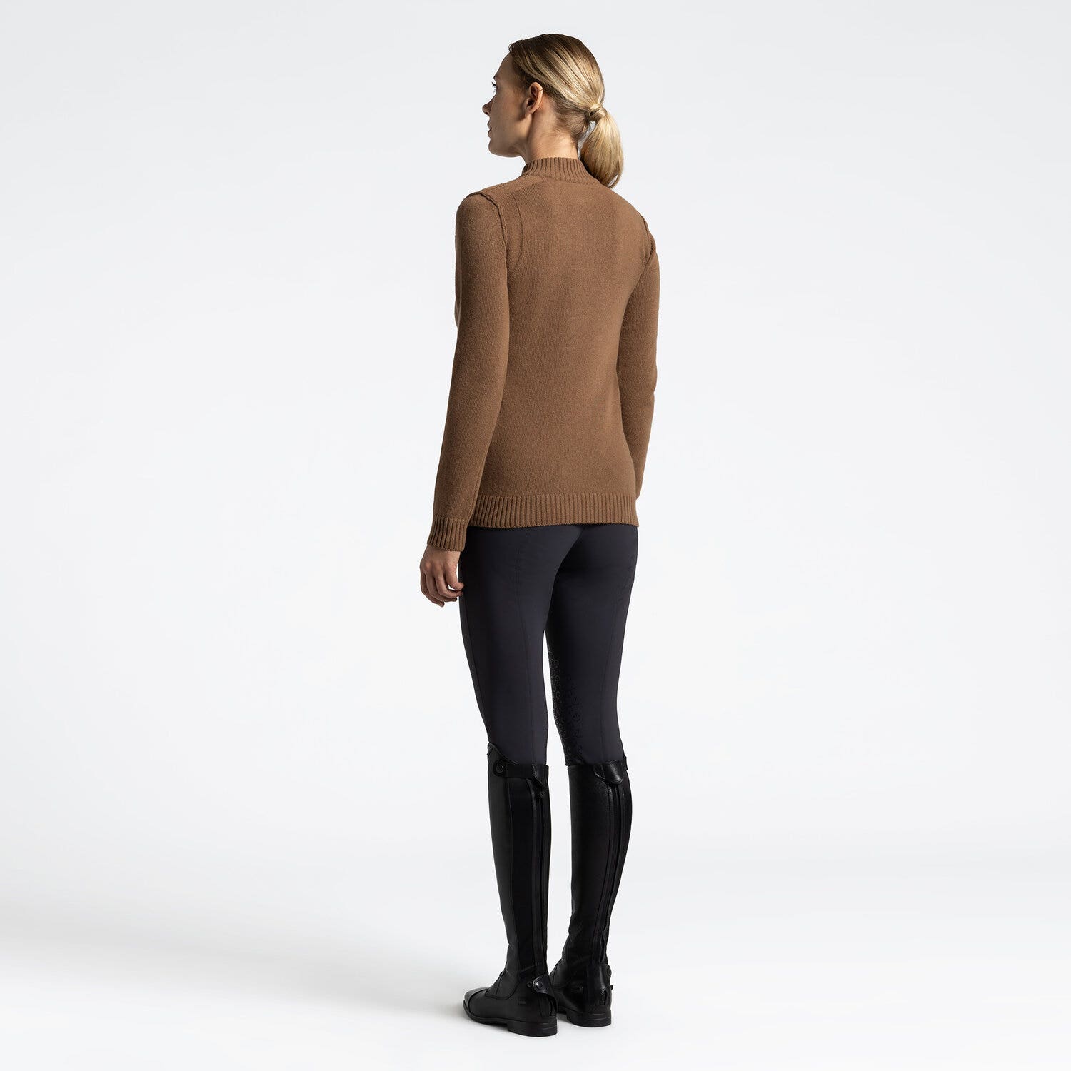 Cavalleria Toscana Cavalleria Toscana Women’s Virgin Wool Turtleneck Sweater with Half Zip CAMEL-2