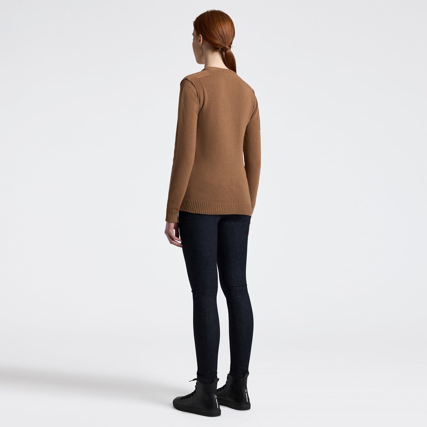 Cavalleria Toscana Cavalleria Toscana Women's Crew Neck Sweater in Pure Wool CAMEL-2