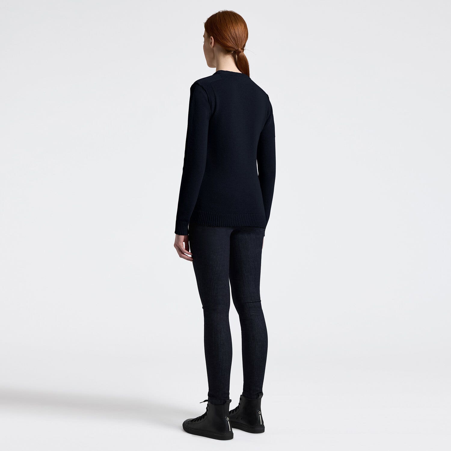 Cavalleria Toscana Cavalleria Toscana Women's Crew Neck Sweater in Pure Wool NAVY-2