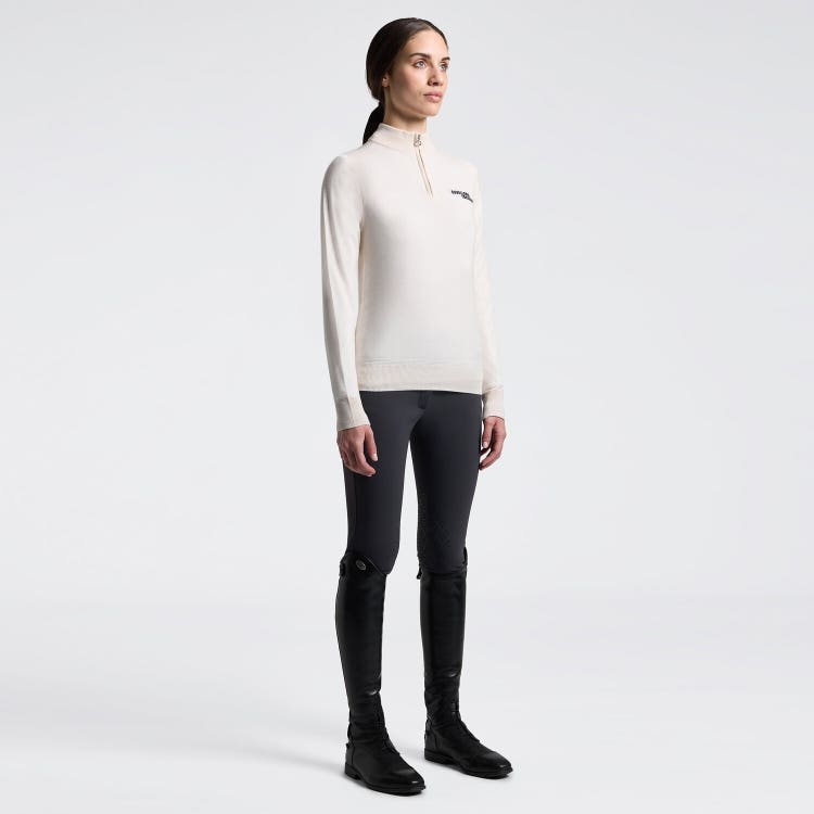 Women's Merino Wool Turtleneck Sweater with Half Zip| Cavalleria Toscana