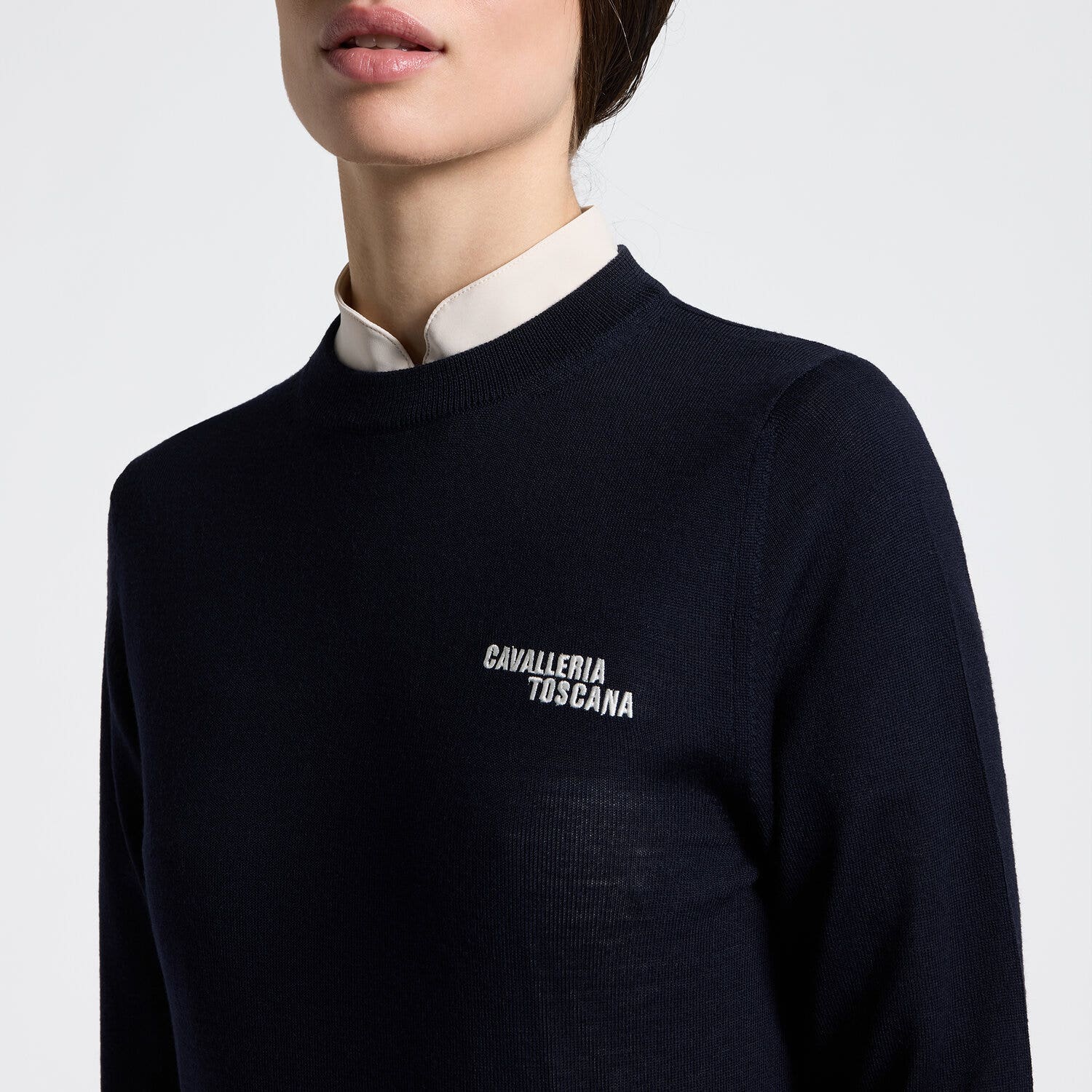 Cavalleria Toscana Women's Merino Wool Crew Neck Sweater | Cavalleria Toscana CHARCOAL-3