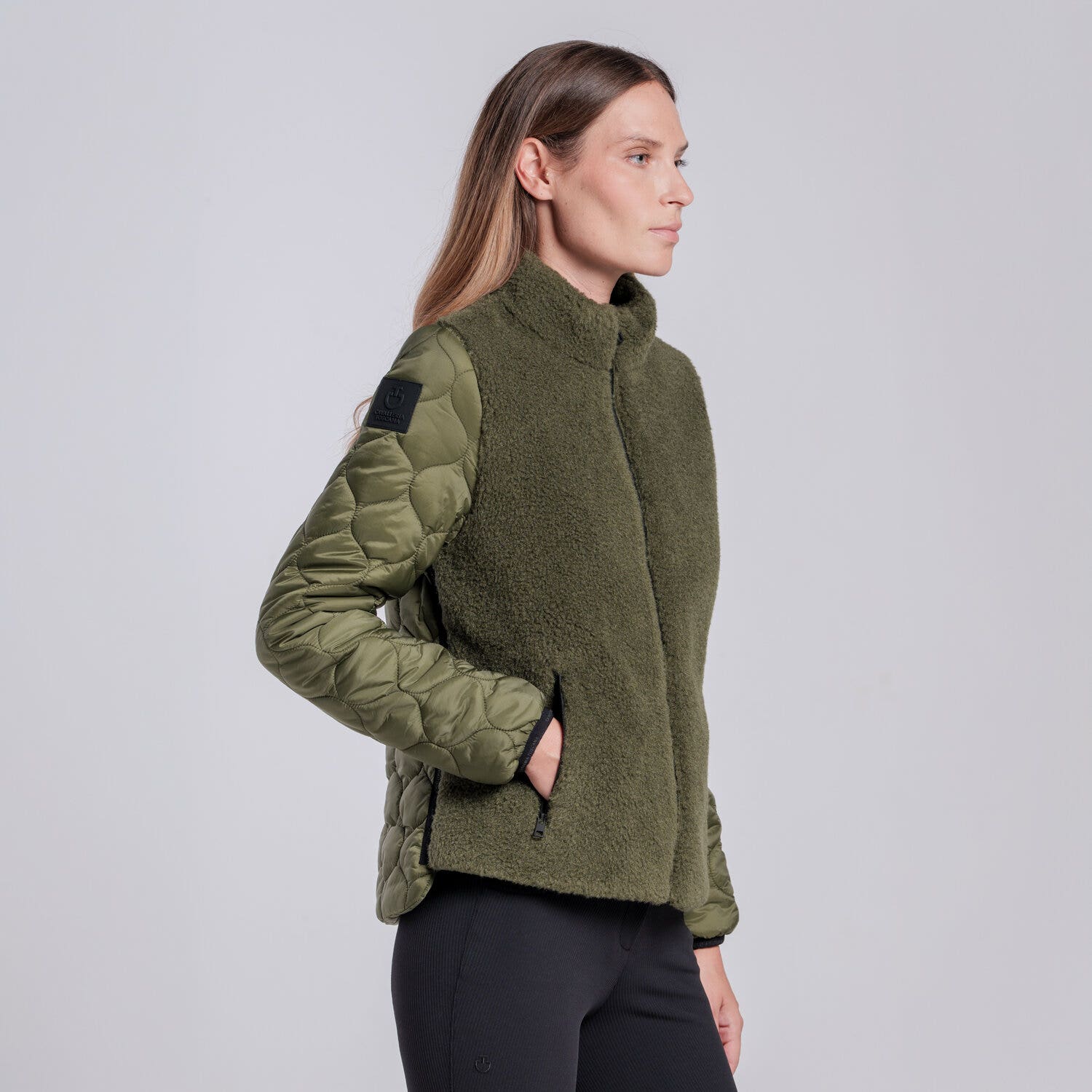 Cavalleria Toscana MAGLIA IN PILE TEDDY CON ZIP DA DONNA WINTER MOSS-2