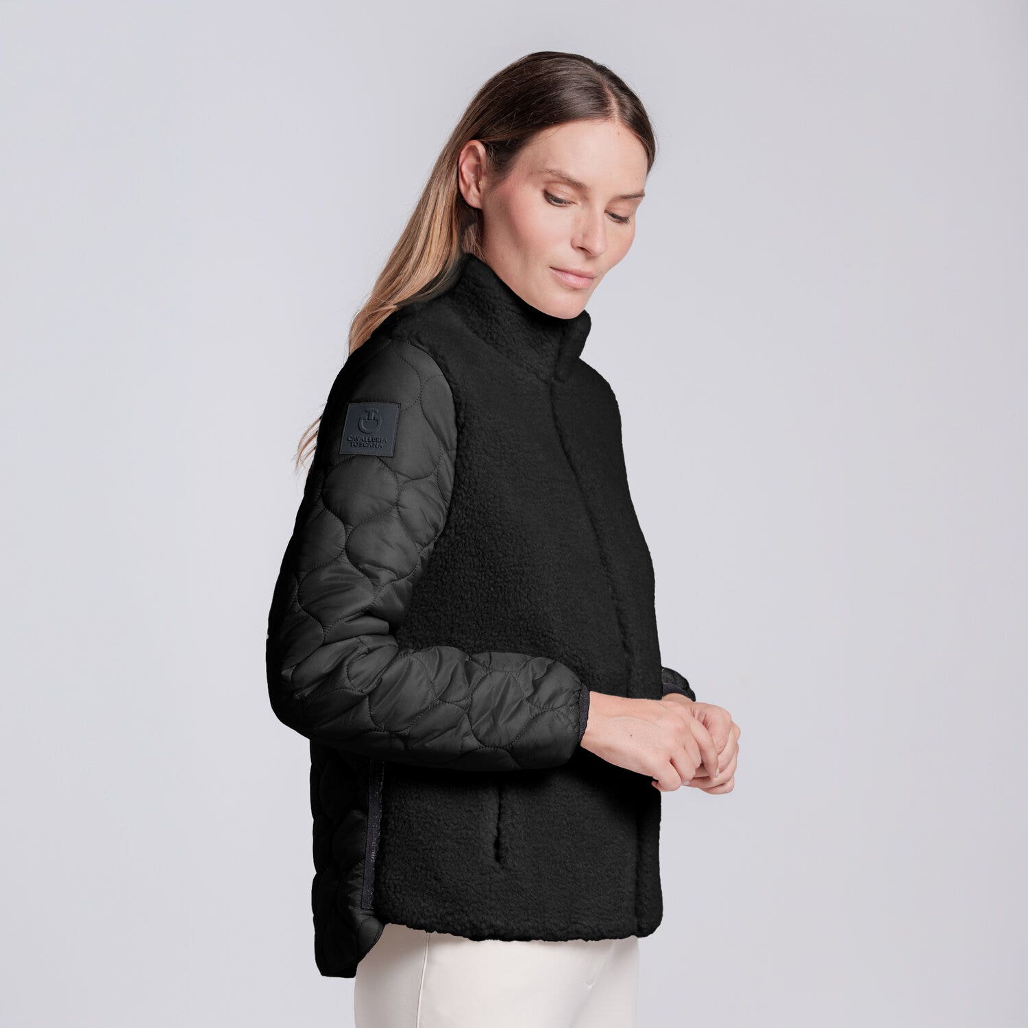 Cavalleria Toscana MAGLIA IN PILE TEDDY CON ZIP DA DONNA BLACK-2
