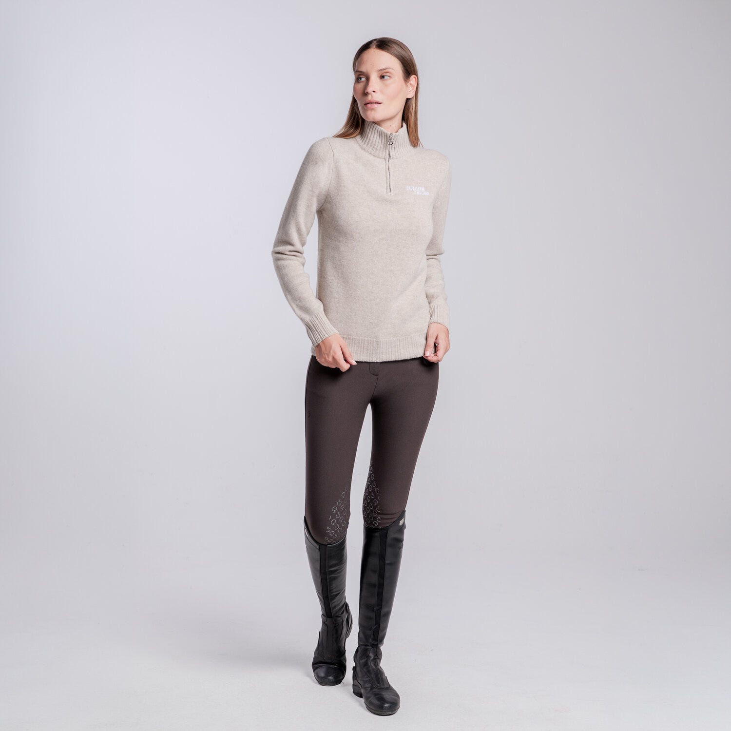 MAGLIA COLLO ALTO CON MEZZA ZIP IN PURA LANA DA DONNA