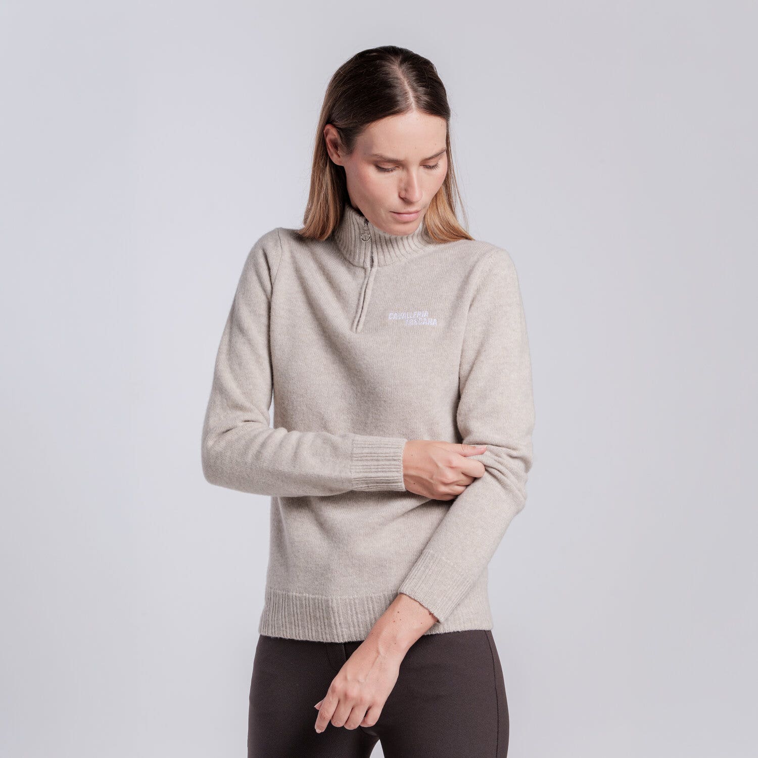 Cavalleria Toscana MAGLIA COLLO ALTO CON MEZZA ZIP IN PURA LANA DA DONNA RAINY DAY-2