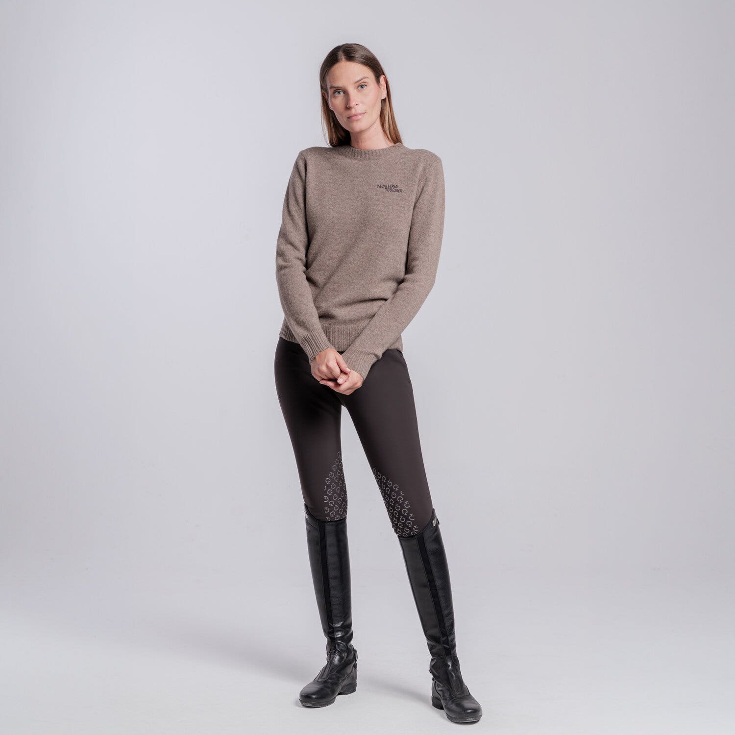 Cavalleria Toscana MAGLIA GIROCOLLO IN PURA LANA DA DONNA ESPRESSO-1