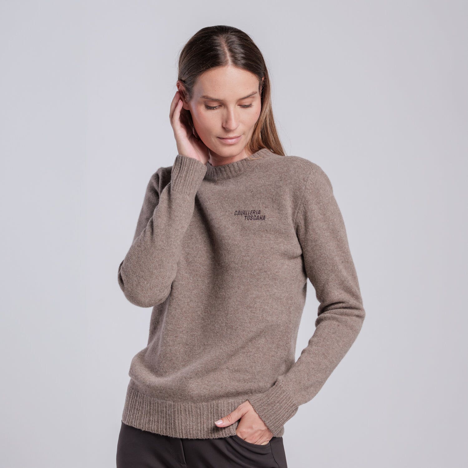 Cavalleria Toscana MAGLIA GIROCOLLO IN PURA LANA DA DONNA ESPRESSO-2