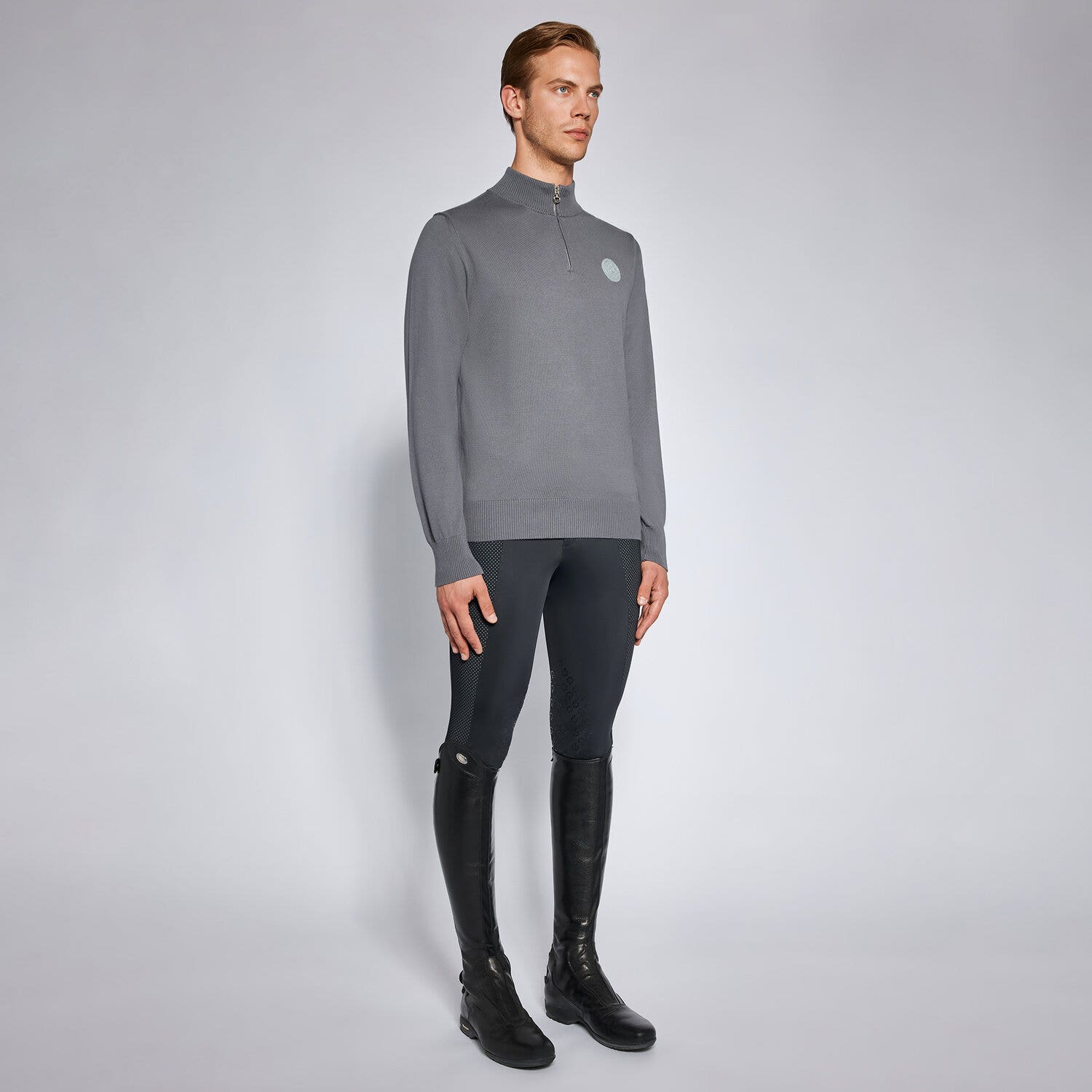 Cavalleria Toscana Maglione da uomo con zip GREY-1