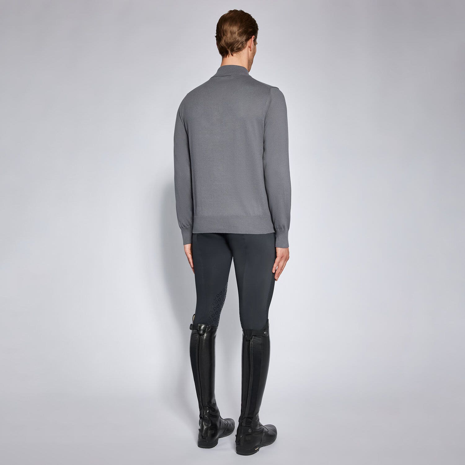 Cavalleria Toscana Maglione da uomo con zip GREY-2