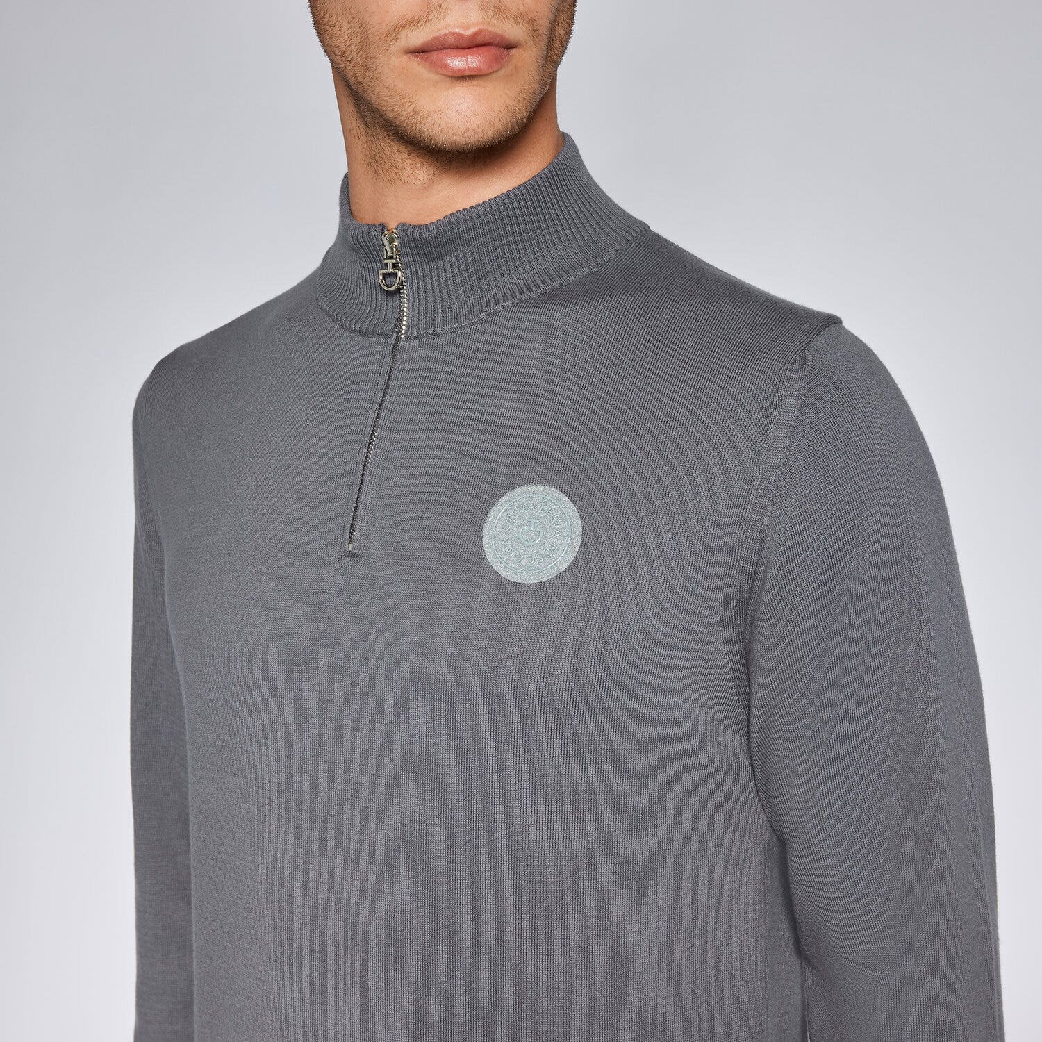 Cavalleria Toscana Maglione da uomo con zip GREY-3