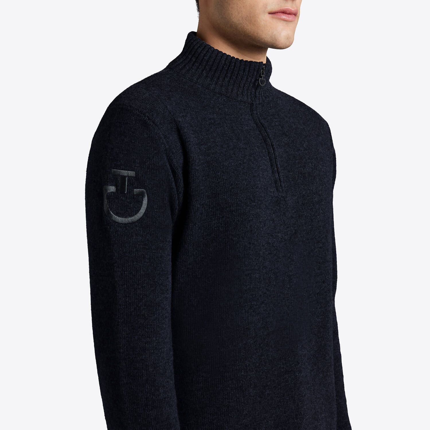 Cavalleria Toscana Cavalleria Toscana Men's Lambswool Half Zip Turtleneck Sweater NAVY-3