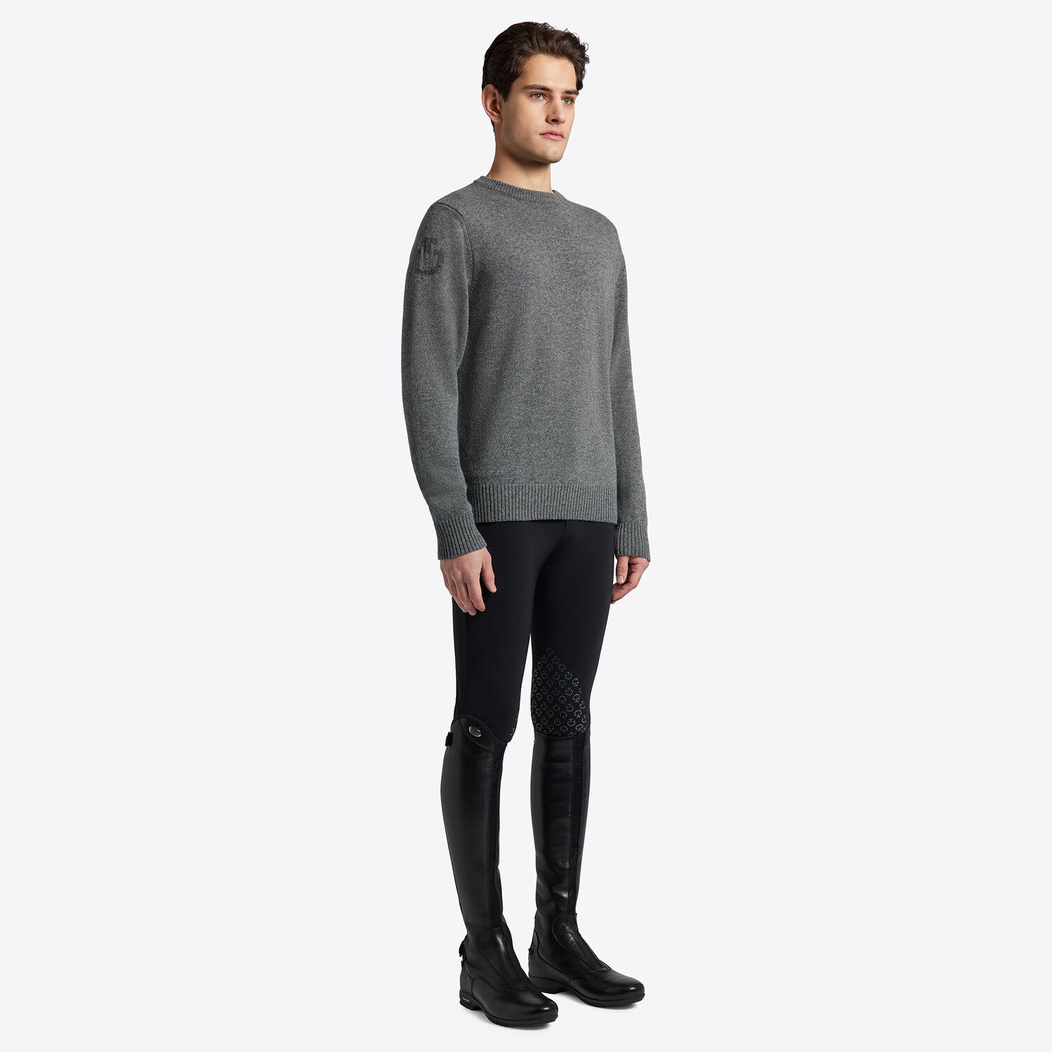 Cavalleria Toscana Cavalleria Toscana Men's Pure Wool Crew Neck Sweater CHARCOAL GREY-1