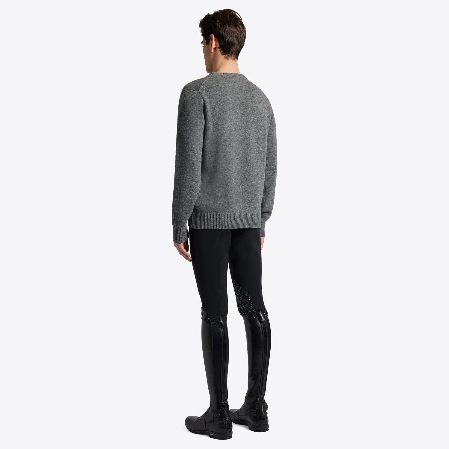 Cavalleria Toscana Cavalleria Toscana Men's Pure Wool Crew Neck Sweater CHARCOAL GREY-2