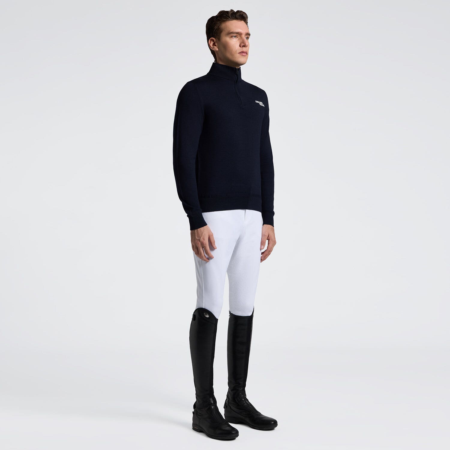 Cavalleria Toscana Men's Merino Wool Turtleneck with Half Zip| Cavalleria Toscana CHARCOAL-1