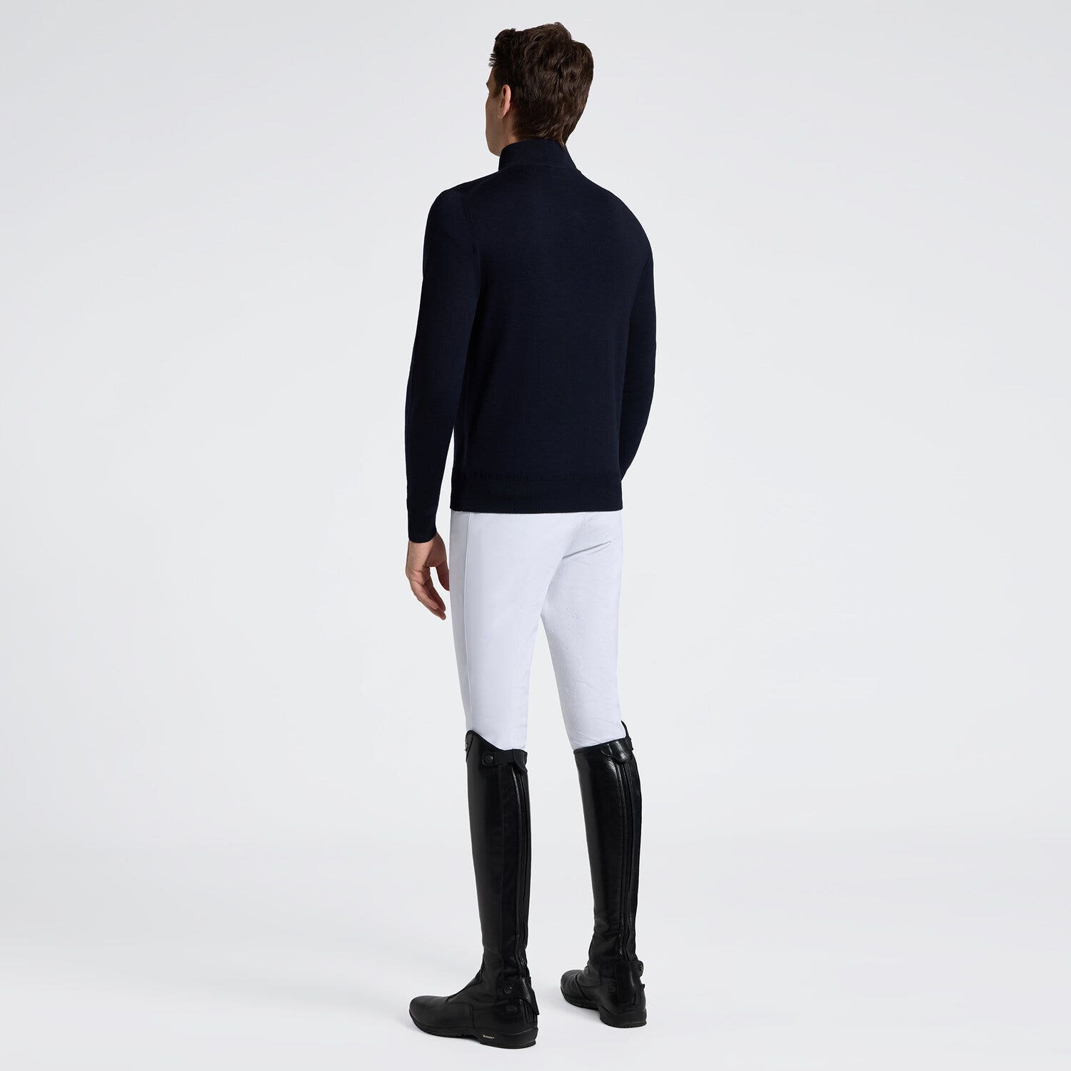 Cavalleria Toscana Men's Merino Wool Turtleneck with Half Zip| Cavalleria Toscana CHARCOAL-2