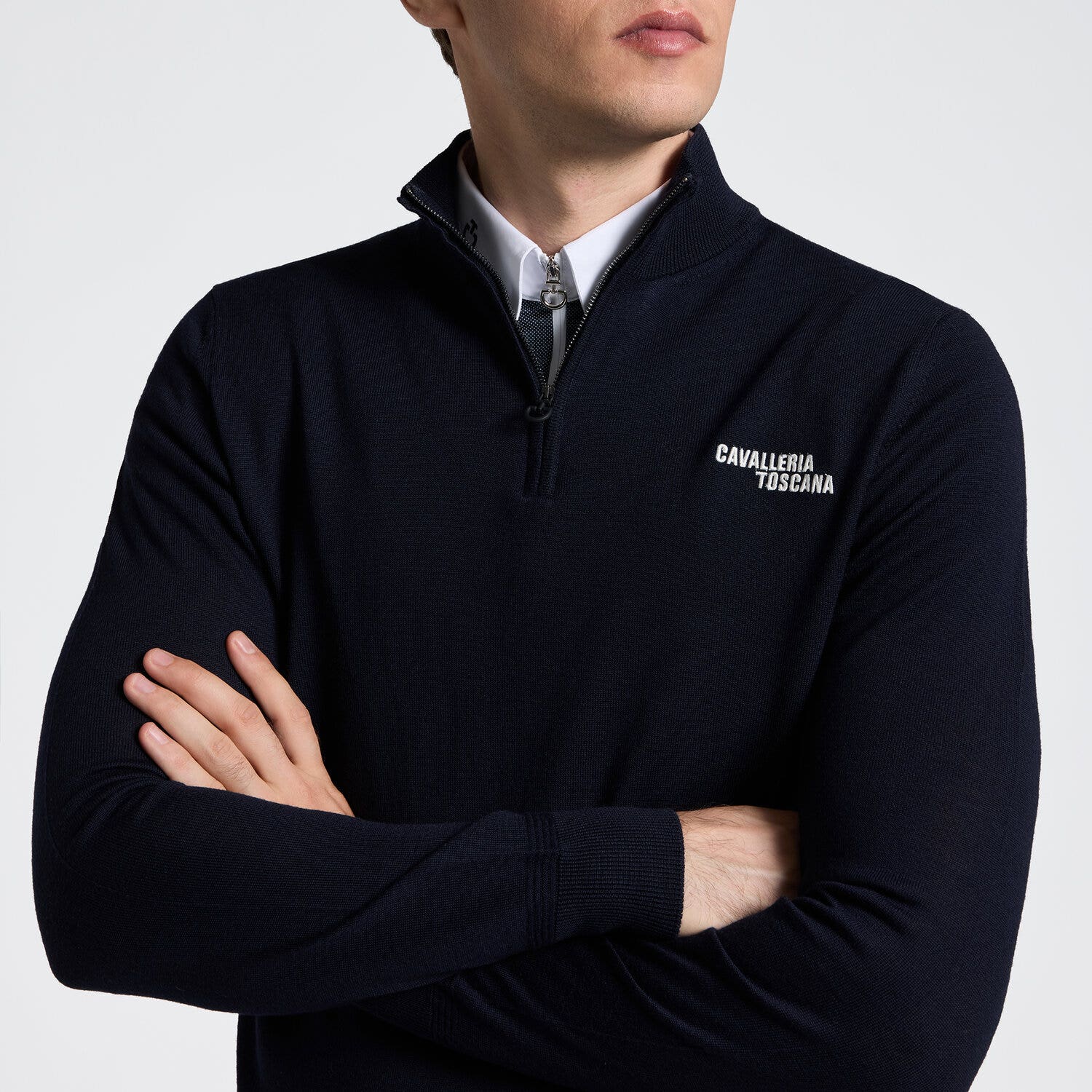 Cavalleria Toscana Men's Merino Wool Turtleneck with Half Zip| Cavalleria Toscana CHARCOAL-3