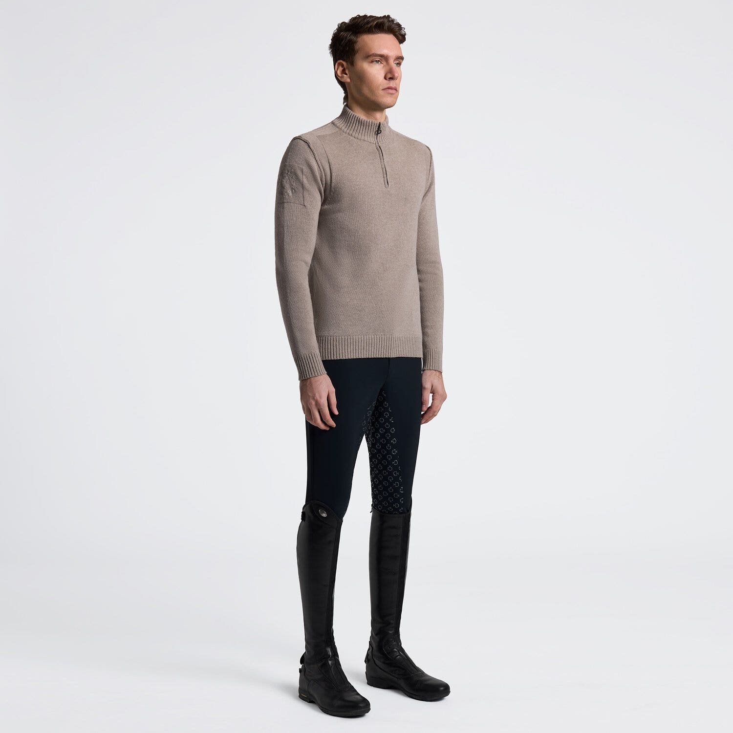 Cavalleria Toscana Men’s Pure Wool Half Zip Sweater Cavalleria Toscana WALNUT-1