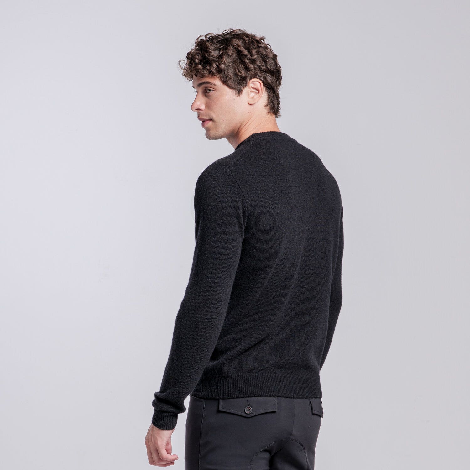 Cavalleria Toscana Men’s pure wool crewneck sweater BLACK-3