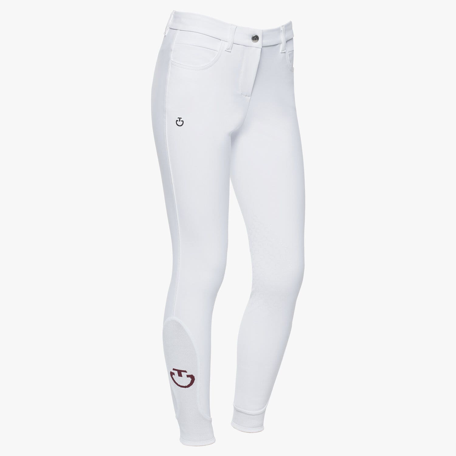 Cavalleria Toscana Girl`s knee grip riding breeches WHITE-1
