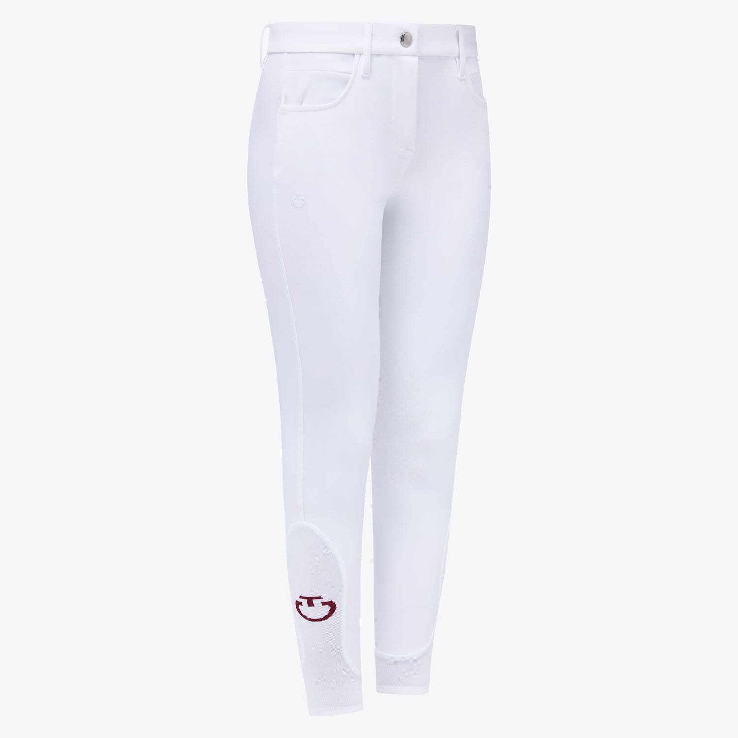 Cavalleria Toscana Girl's knee grip riding breeches. WHITE/KNIT-1