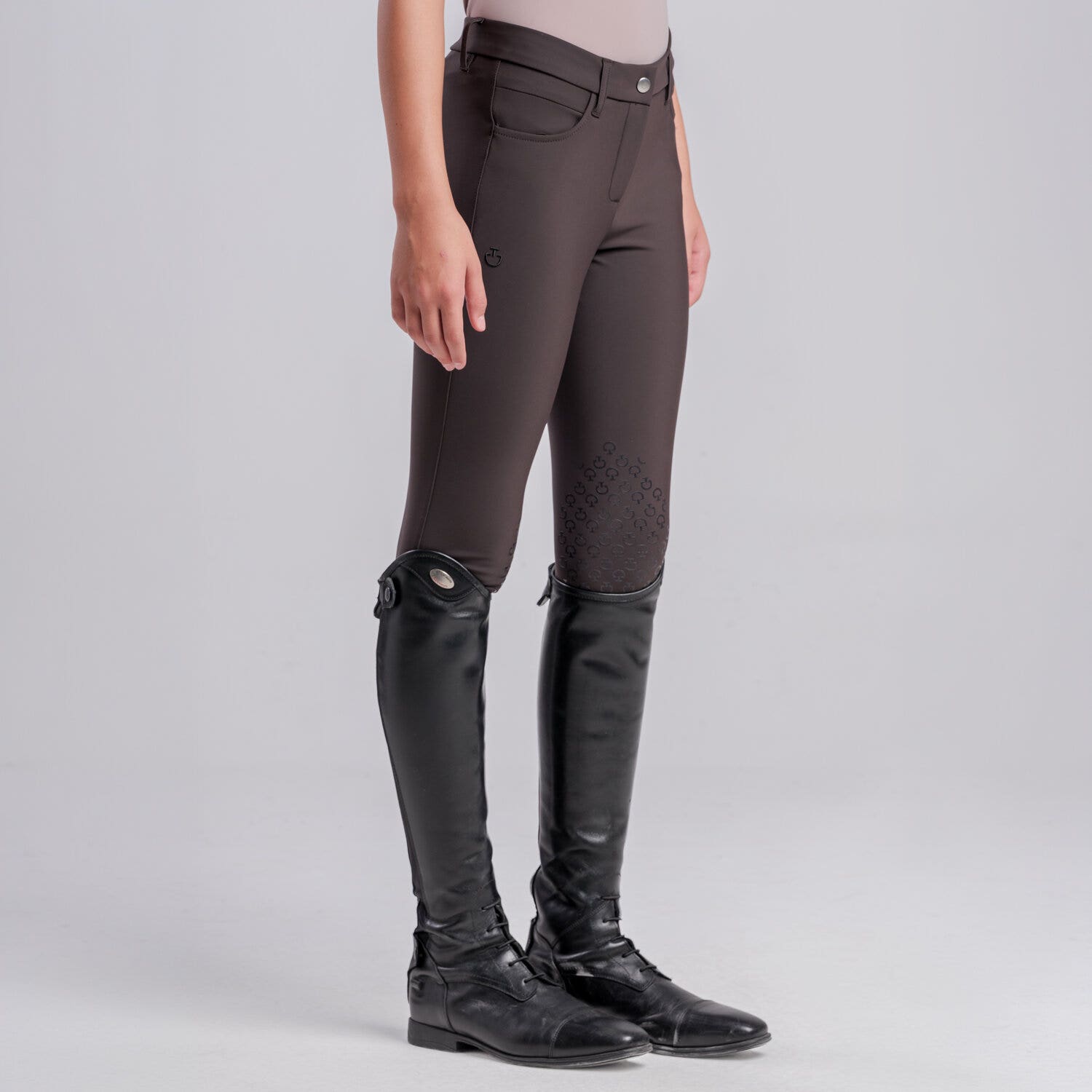 Cavalleria Toscana Girls’ knee grip breeches ESPRESSO-1