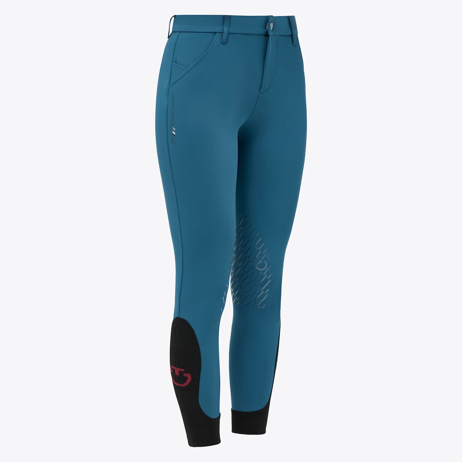 Cavalleria Toscana Girls’ riding breeches in four-way stretch technical fabric DEEP SEA BLUE-1