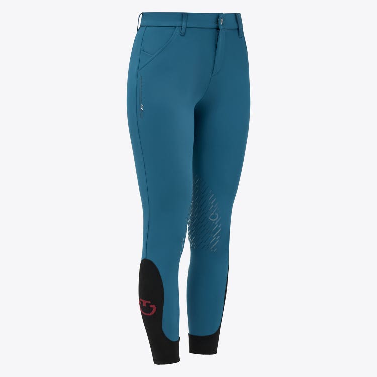 Cavalleria Toscana Girls’ riding breeches in four-way stretch technical fabric DEEP SEA BLUE-1
