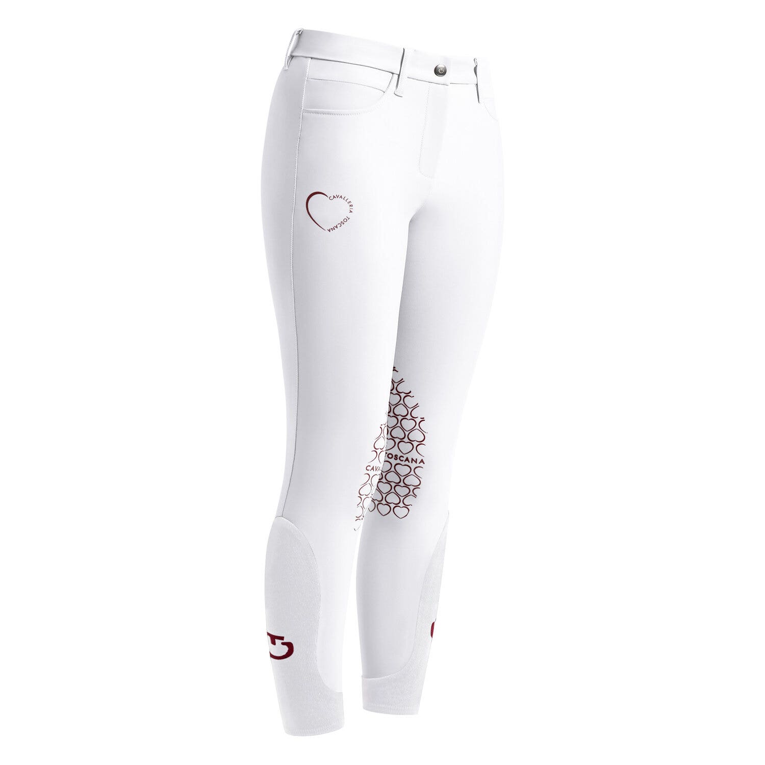 Cavalleria Toscana Pantaloni Cavalleria Toscana da Bambina Jumping Grip al Ginocchio con Mini Cuori WHITE-1