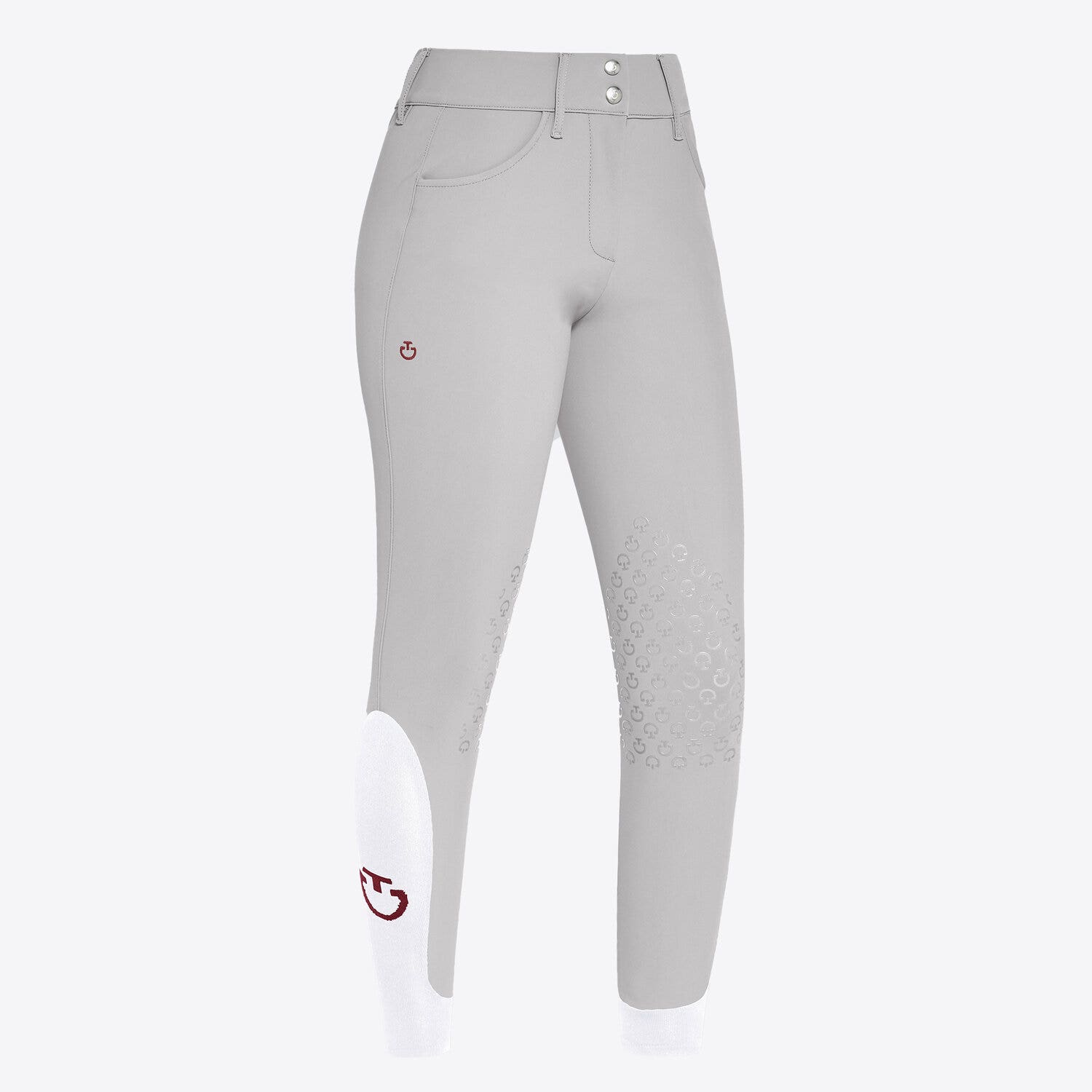 Cavalleria Toscana Pantaloni da equitazione da salto per donna a vita alta LIGHT GREY-1