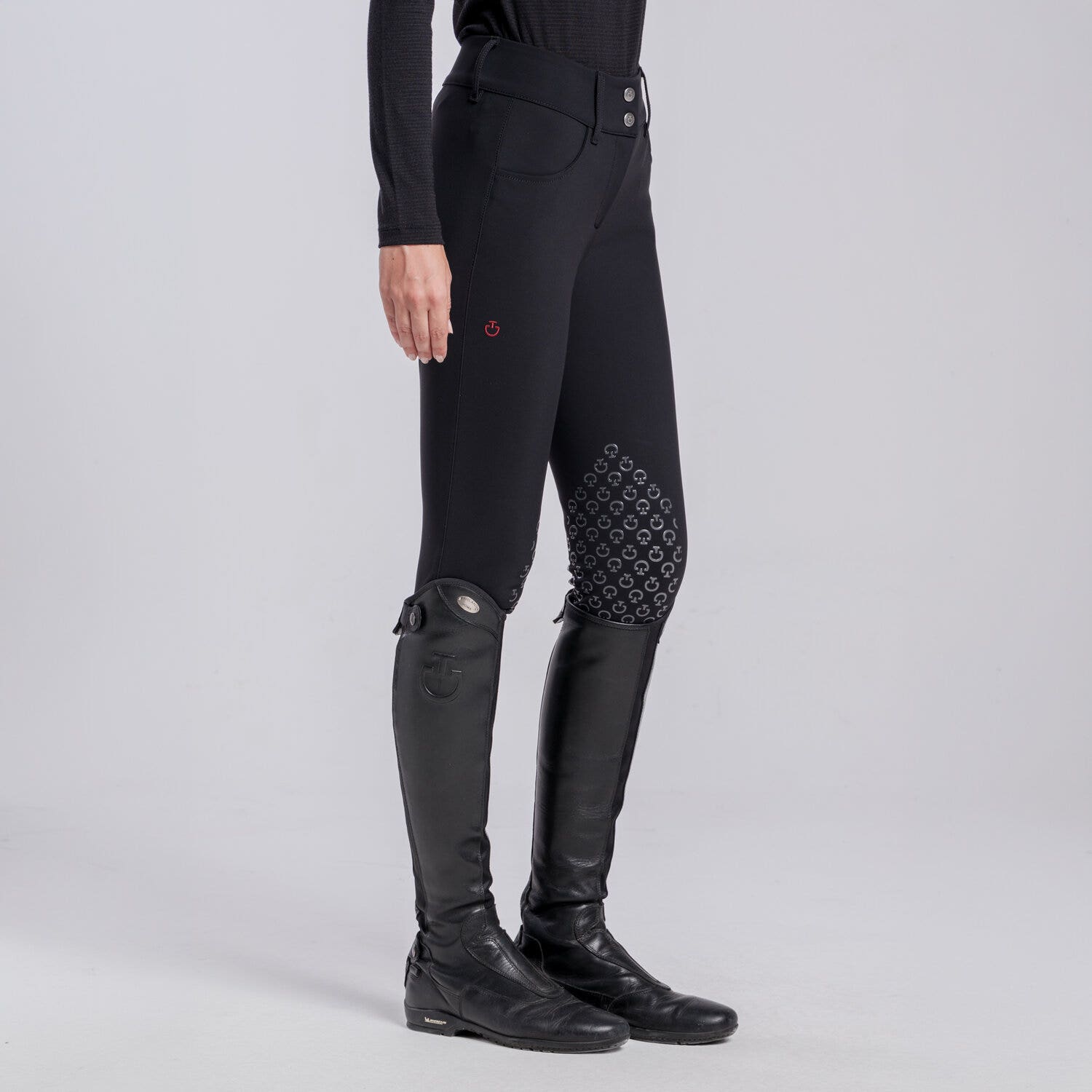 Cavalleria Toscana Women’s knee grip breeches BLACK-1