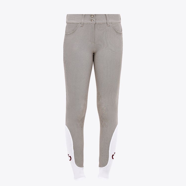 Cavalleria Toscana Pantaloni da equitazione da salto per donna a vita alta BEIGE FANTASY-1