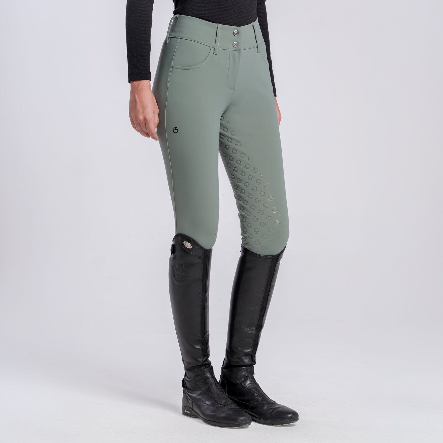 Cavalleria Toscana Women’s full grip breeches EMERALD GREY-1