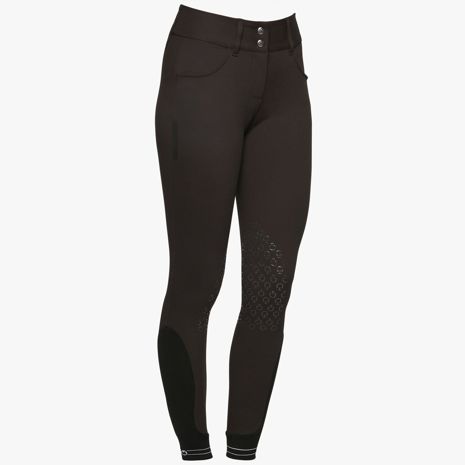 Cavalleria Toscana Women`s jumping breeches with perforated logo tape BROWN-1