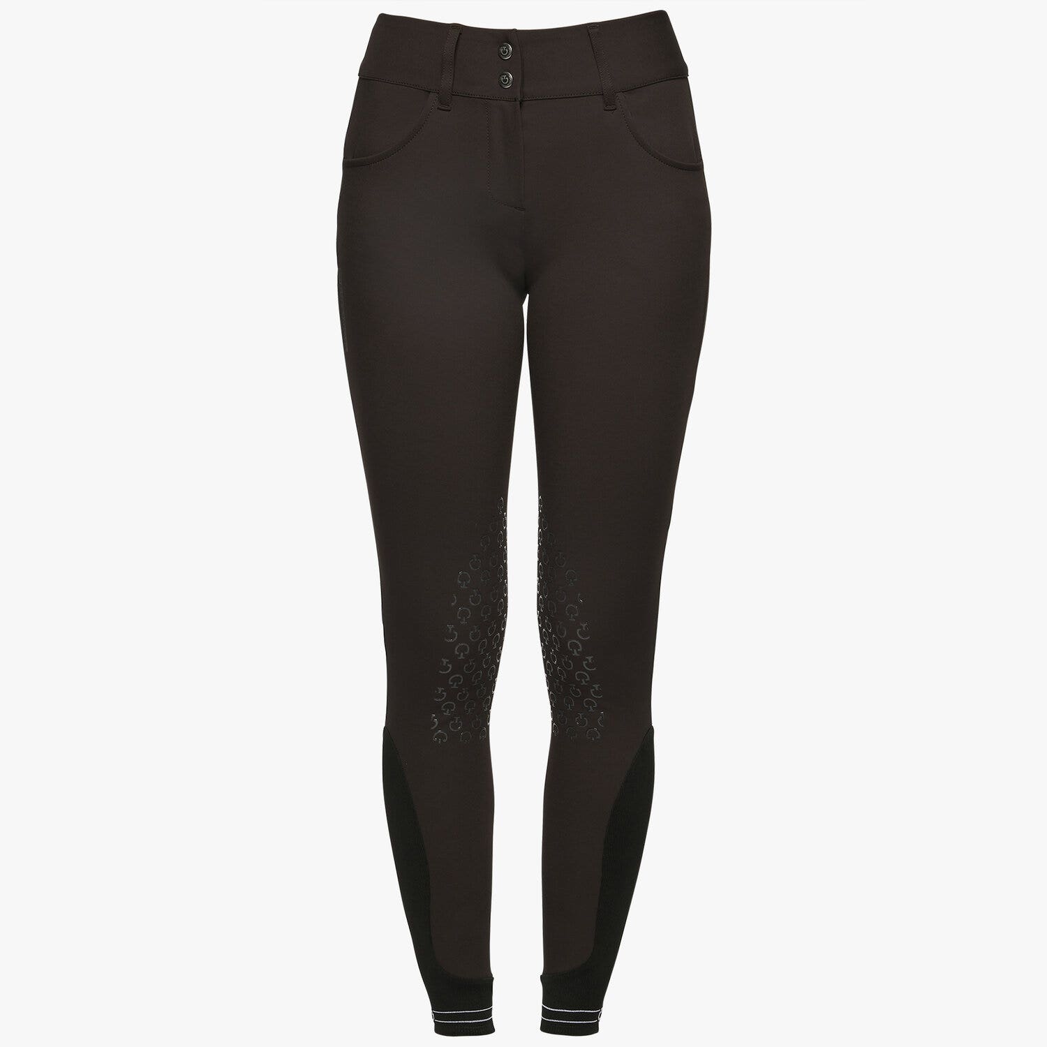 Cavalleria Toscana Women`s jumping breeches with perforated logo tape BROWN-2