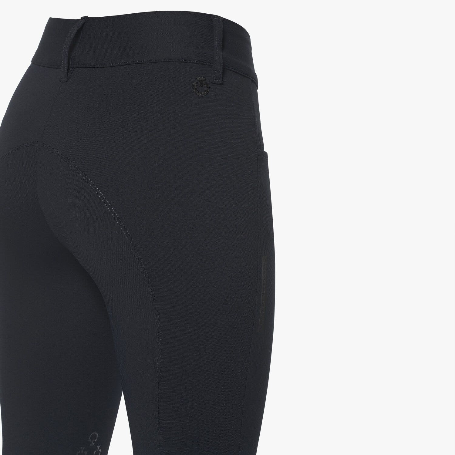 Cavalleria Toscana Women`s jumping breeches with perforated logo tape NAVY-4