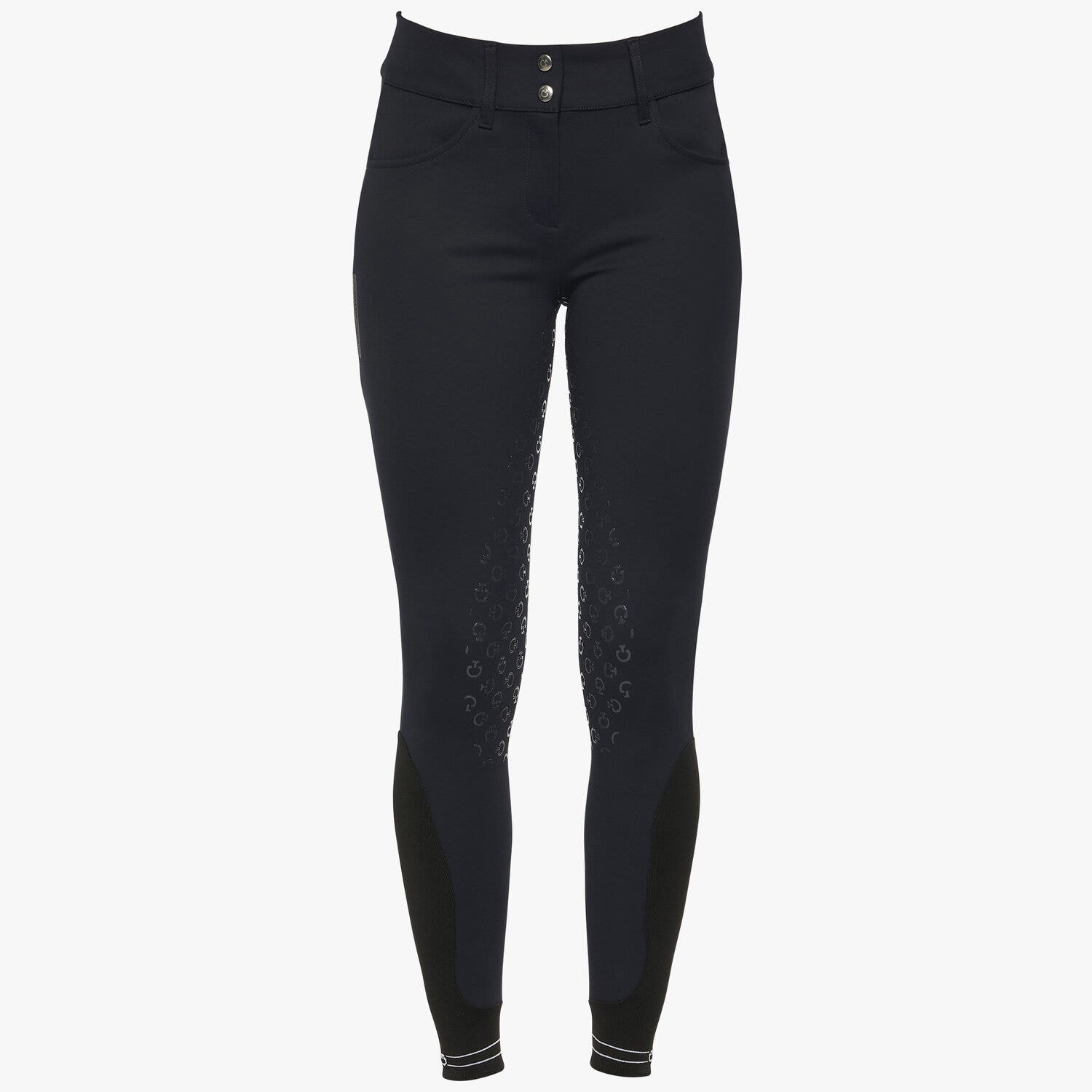 Cavalleria Toscana Women's dressage breeches with perforated logo tape NAVY-1