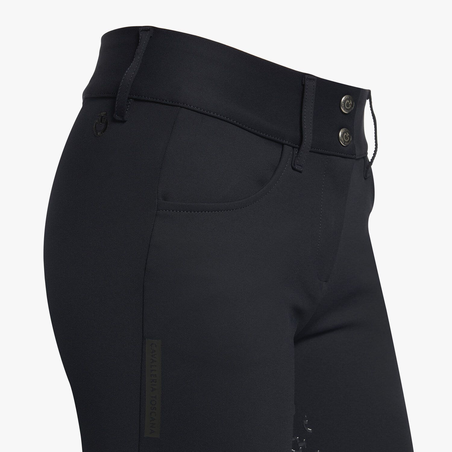 Cavalleria Toscana Women's dressage breeches with perforated logo tape NAVY-3