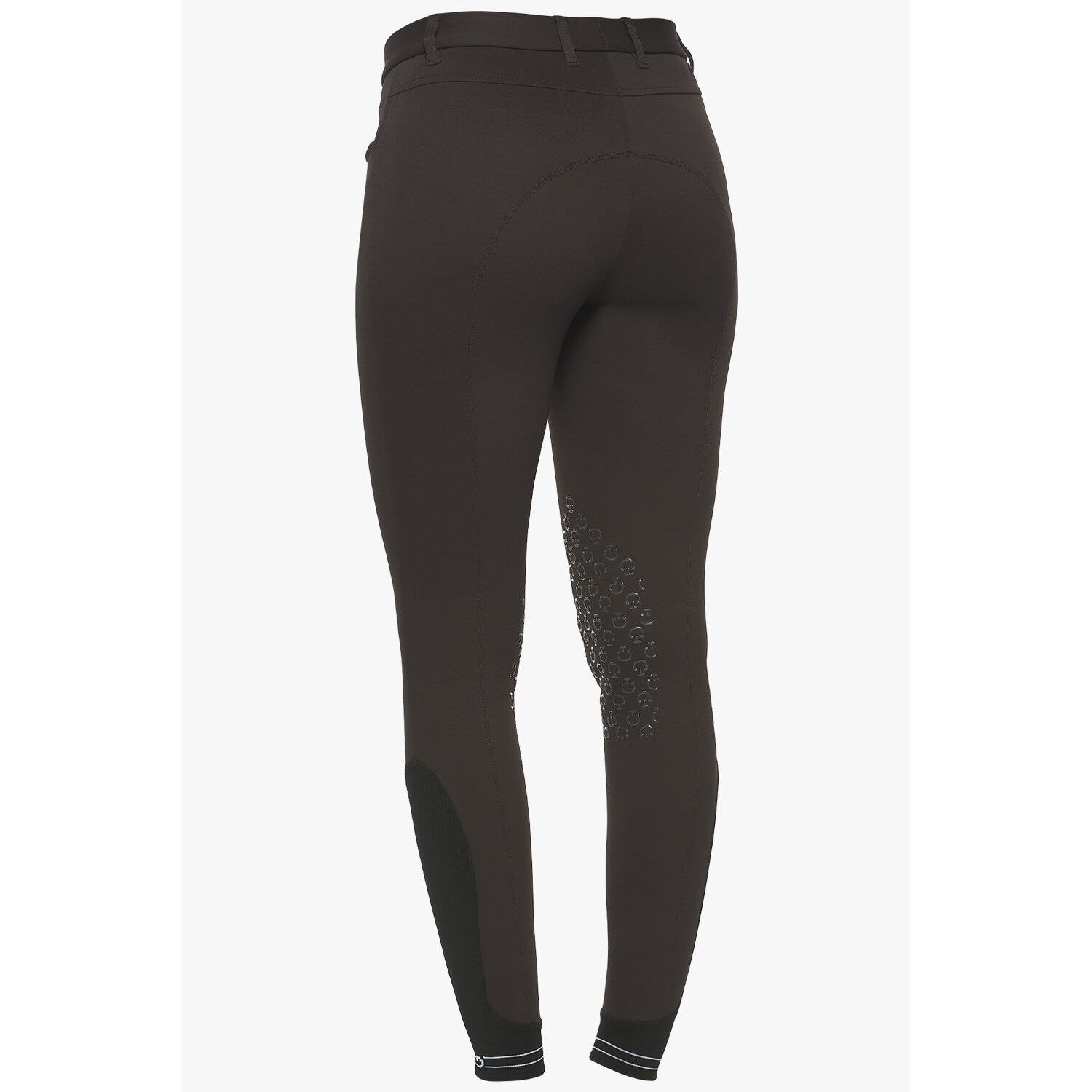 Cavalleria Toscana Women's knee grip breeches with perforated logo tape BROWN-2