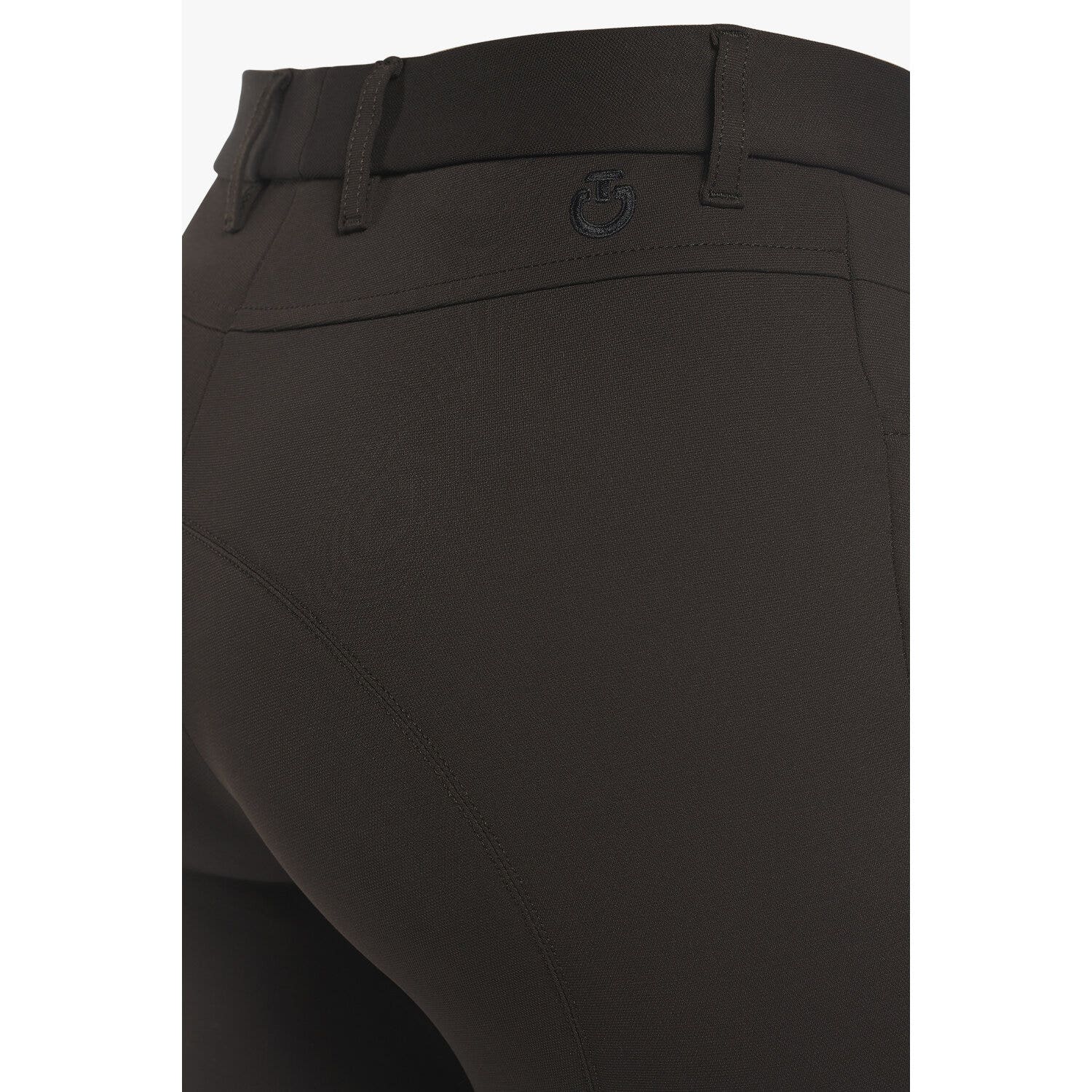 Cavalleria Toscana Women's knee grip breeches with perforated logo tape BROWN-3