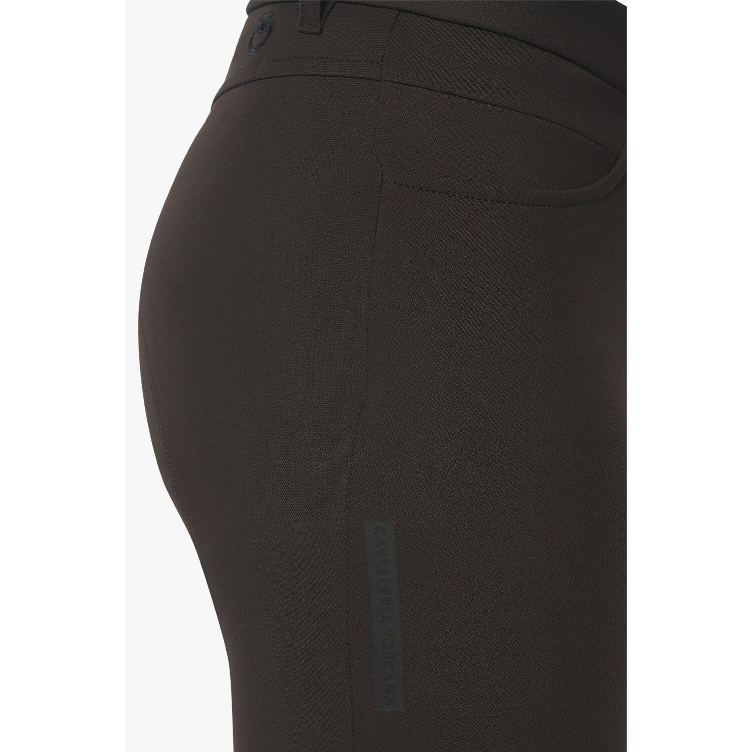 Cavalleria Toscana Women's knee grip breeches with perforated logo tape BROWN-4