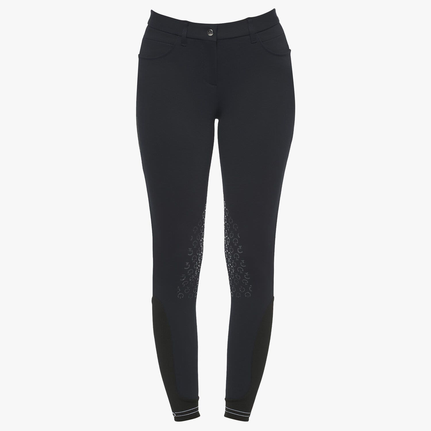 Cavalleria Toscana Women`s knee grip breeches with perforated logo tape NAVY-2