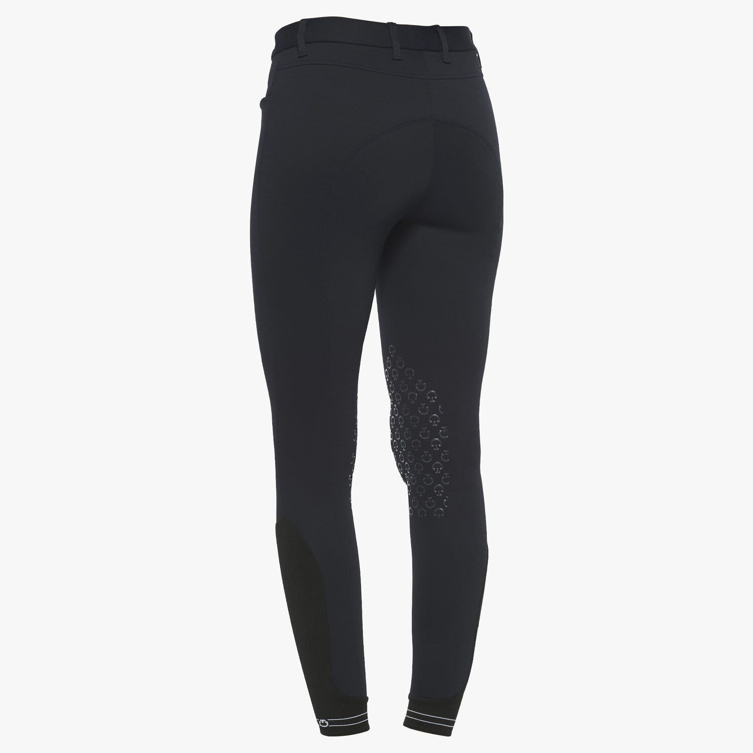 Cavalleria Toscana Women`s knee grip breeches with perforated logo tape NAVY-3
